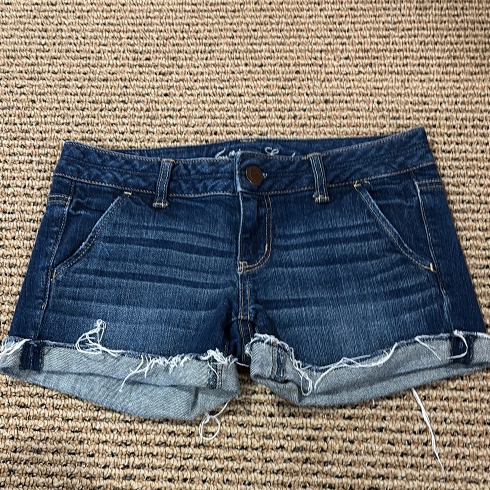 American Eagle Outfitters Blue Jean Shorts Distressed Mid-Rise